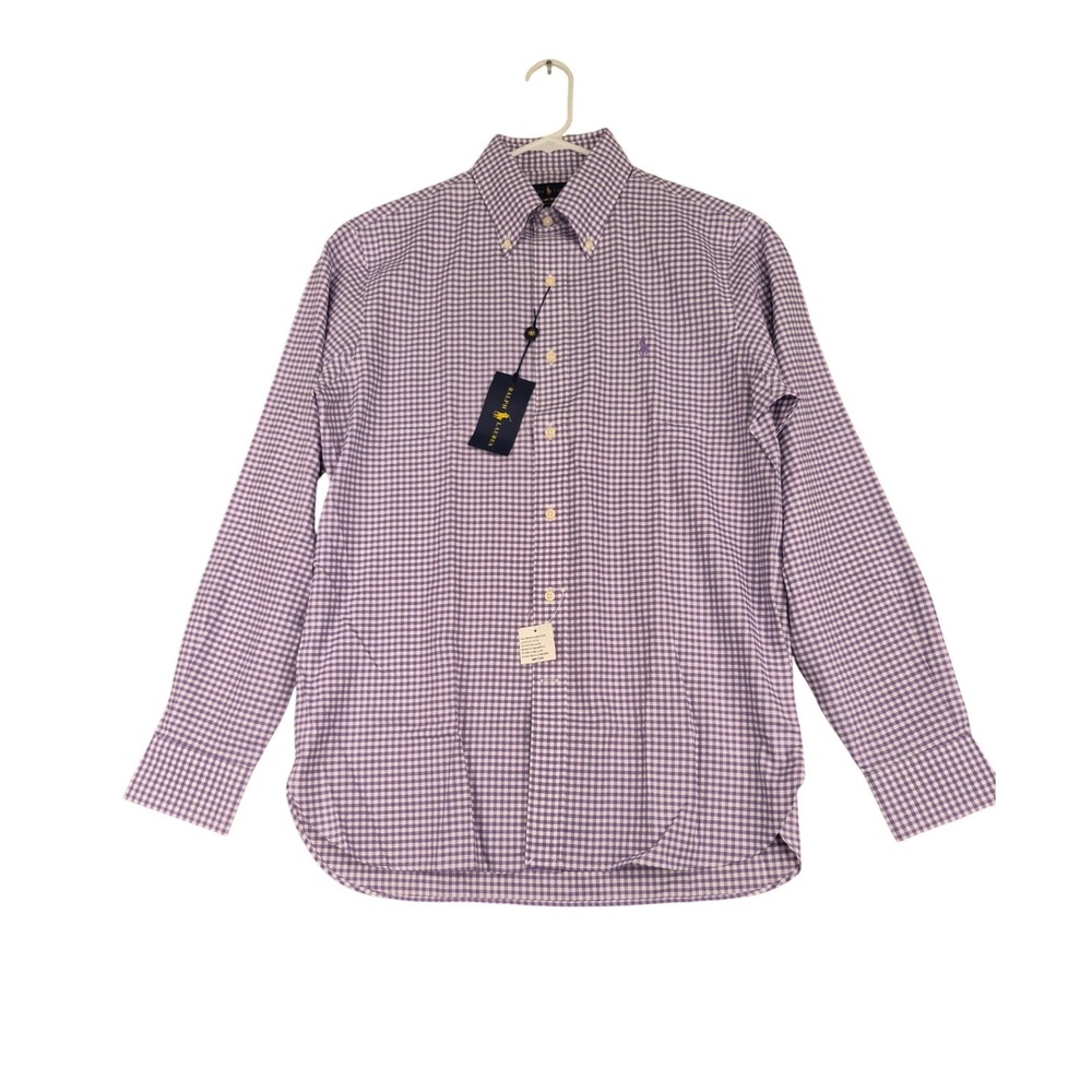 Ralph Lauren Mens Purple Gingham Easy Care Dress Shirt 15.5 34/35 NEW‎